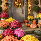 HerbstLiva Wetterfeste Kunst Chrysanthemen im 5er Set für Garten und Terrasse