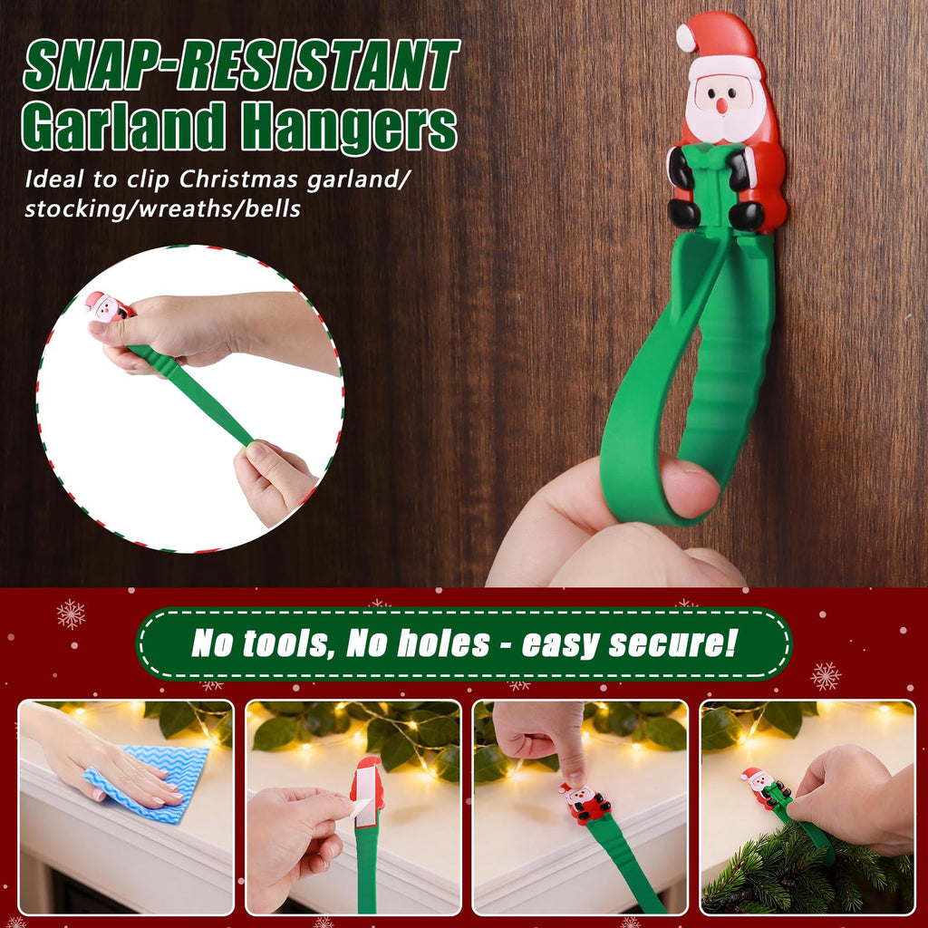 SantaGrip 12er Set selbstklebende Weihnachts Haken für Girlanden und Dekoration
