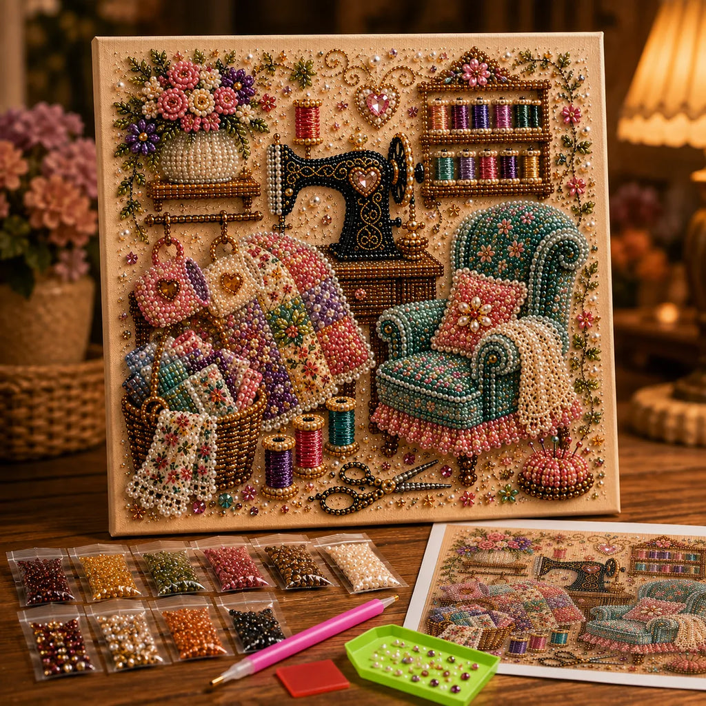 CozyGem 3D Diamantmalerei Set mit gemütlichen Hobbyraum Motiven