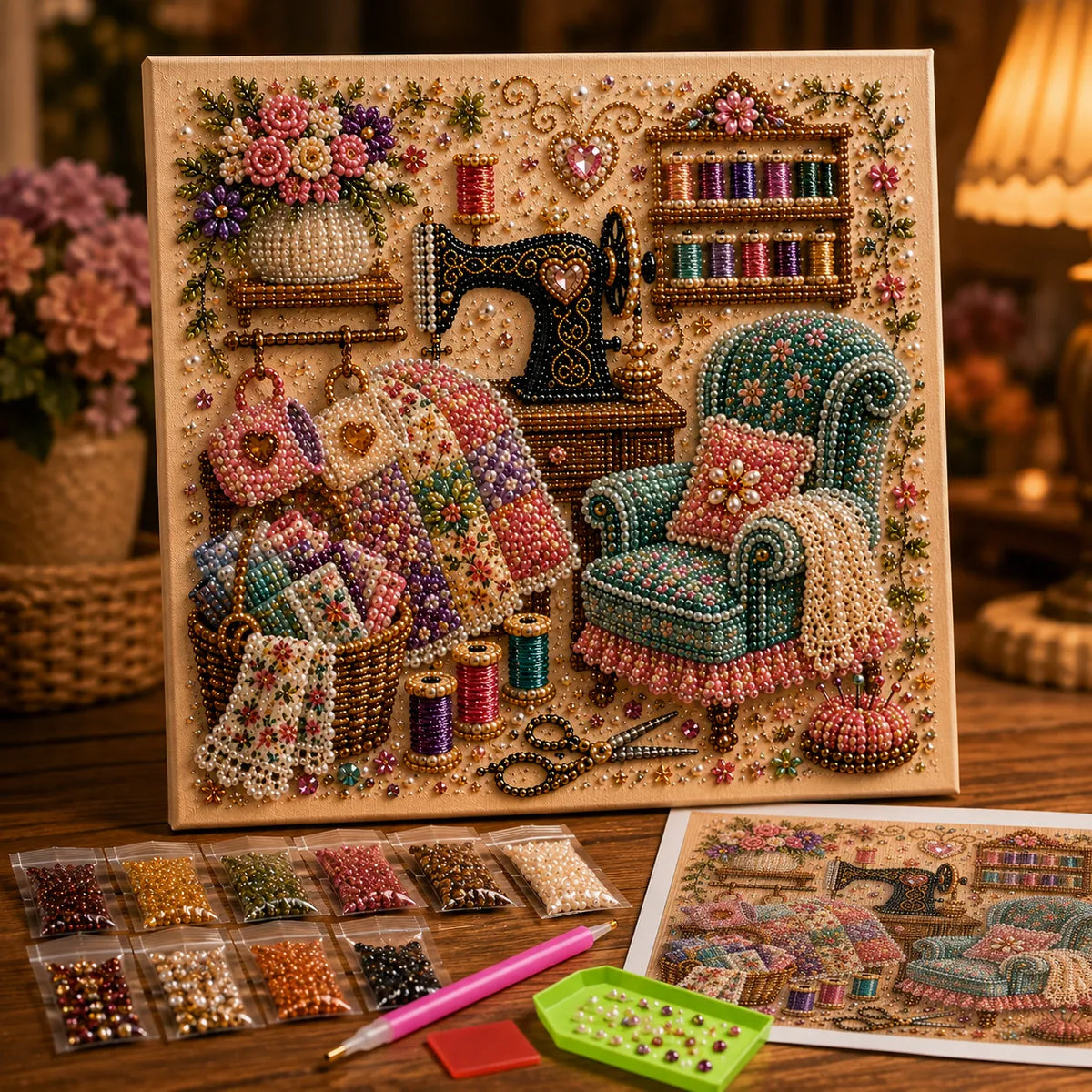 CozyGem 3D Diamantmalerei Set mit gemütlichen Hobbyraum Motiven