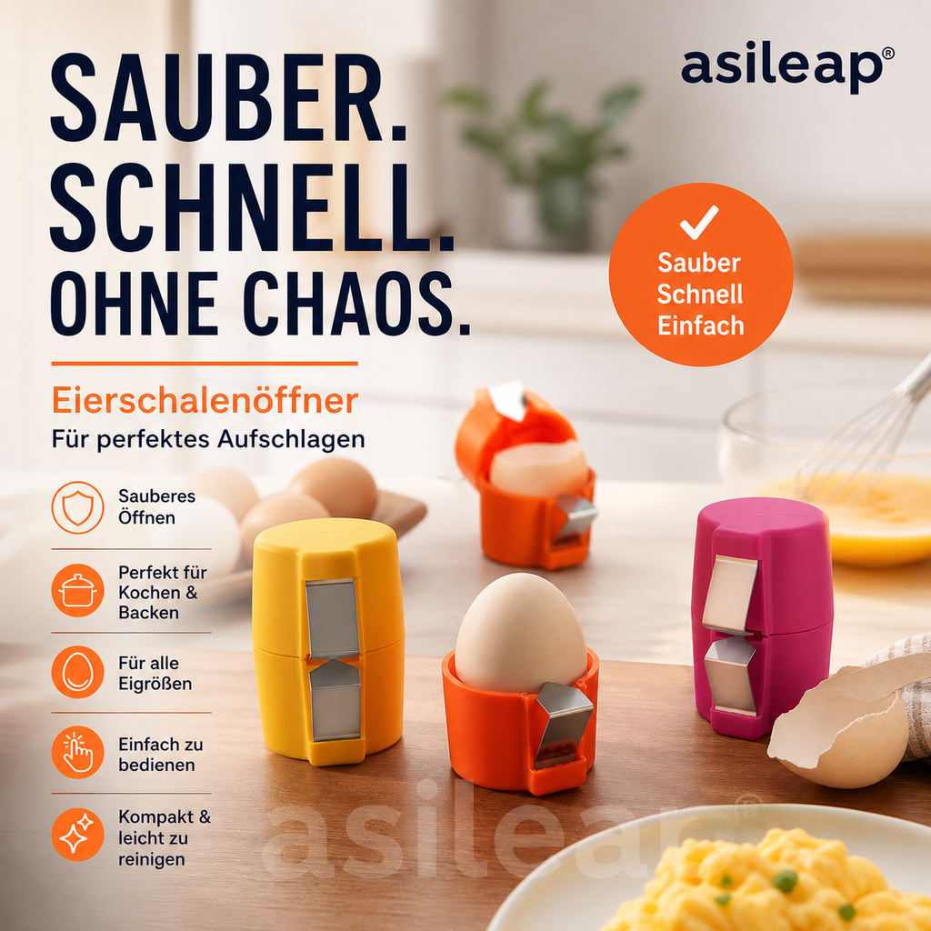 1+1 GRATIS Egglio 2 in 1 Eierknacker und Eigelb Separator für sauberes Aufschlagen