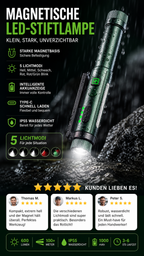 MagnoLight Multifunktionale LED Arbeitsleuchte mit Magnet, 5 Lichtmodi und USB C