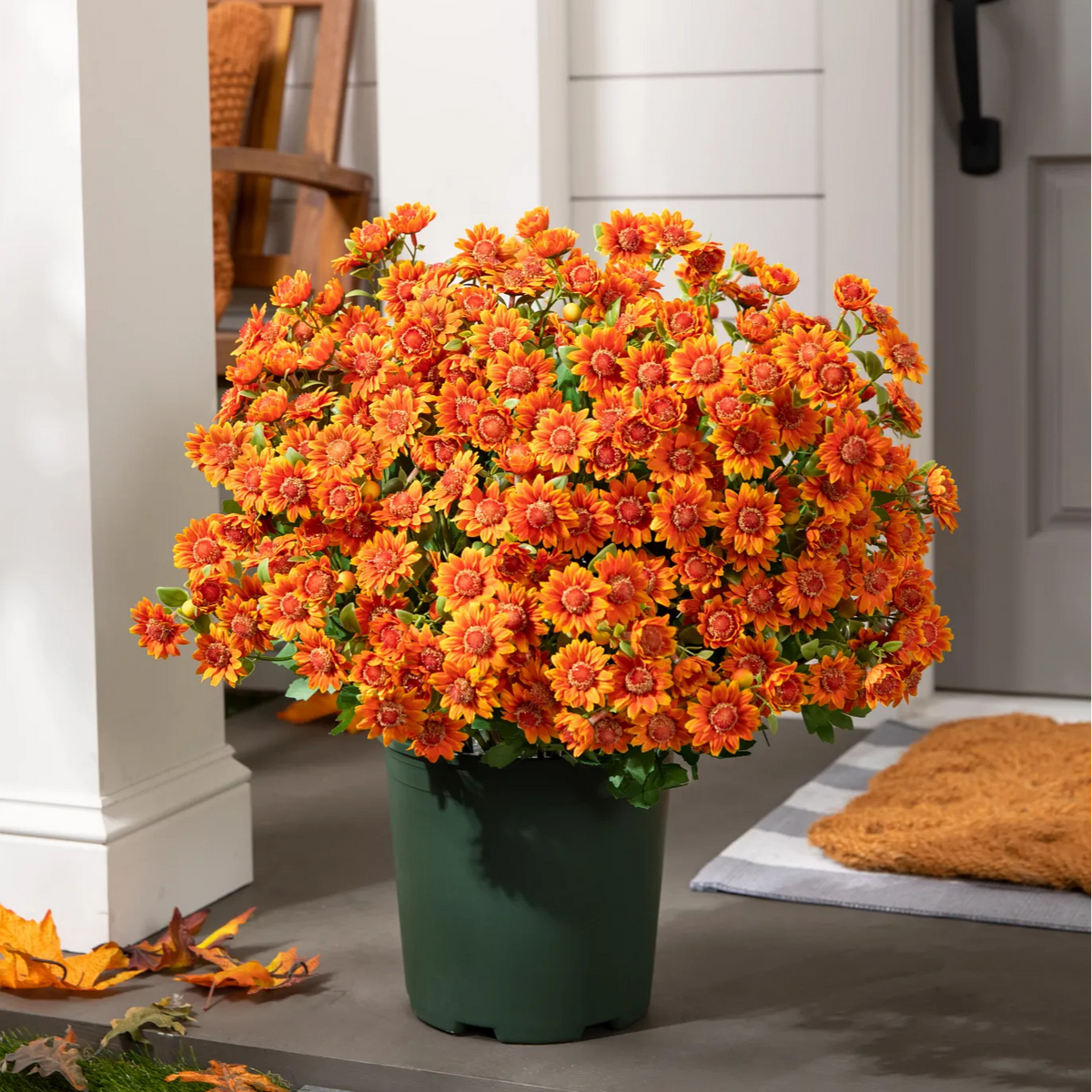 HerbstLiva Wetterfeste Kunst Chrysanthemen im 5er Set für Garten und Terrasse