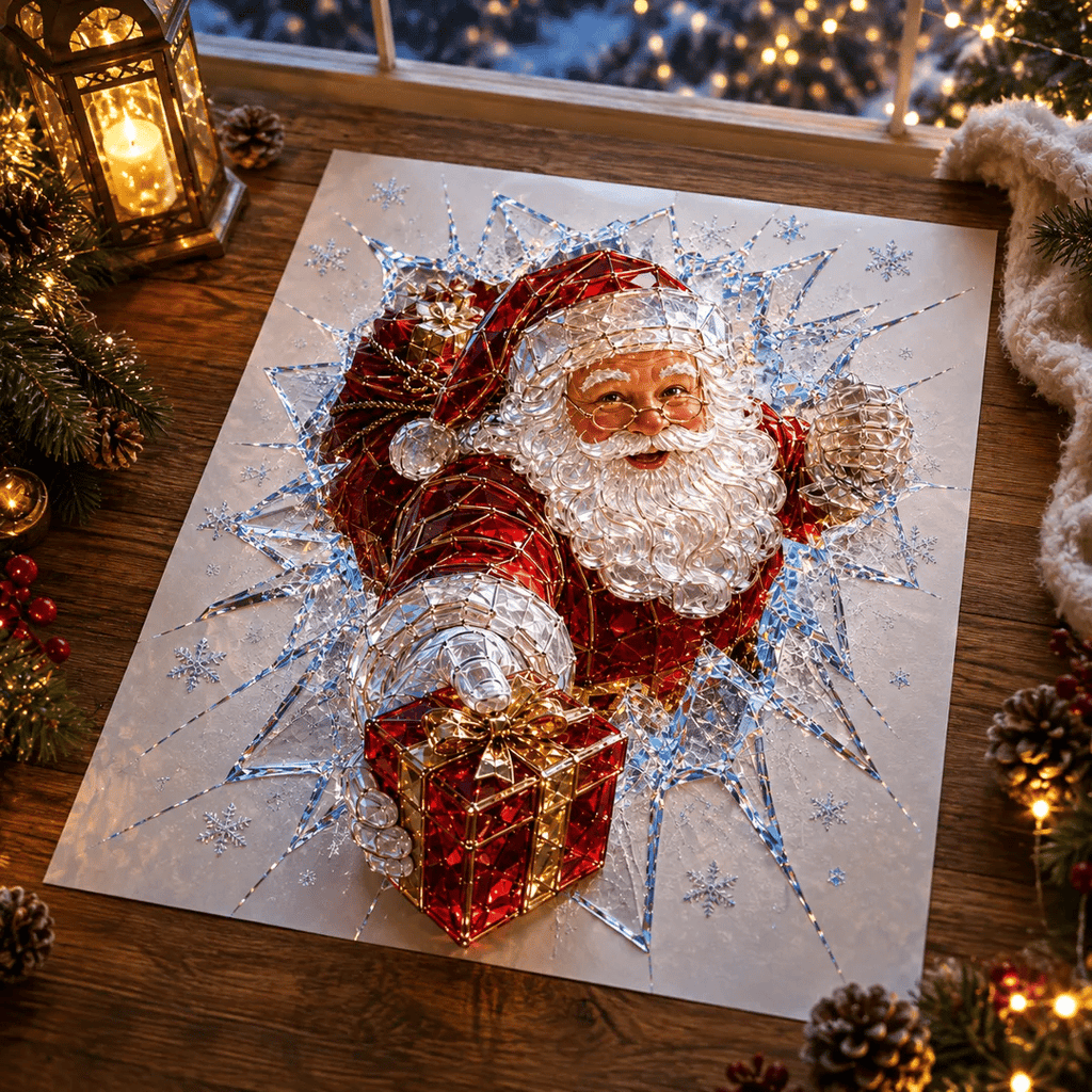 CrystalNoel 3D Weihnachts Fenstersticker mit Kristall Durchbruch Effekt