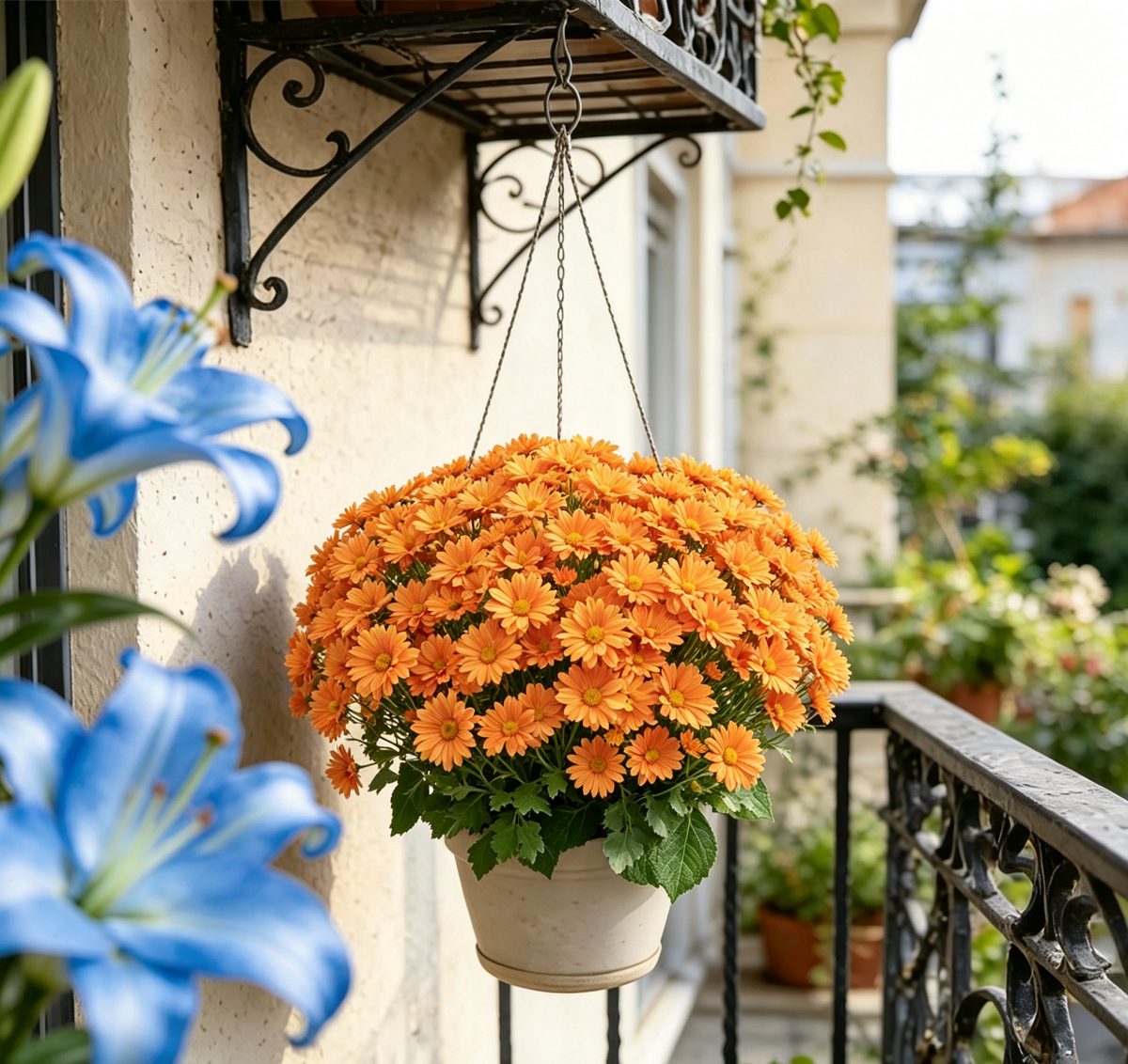 HerbstLiva Wetterfeste Kunst Chrysanthemen im 5er Set für Garten und Terrasse