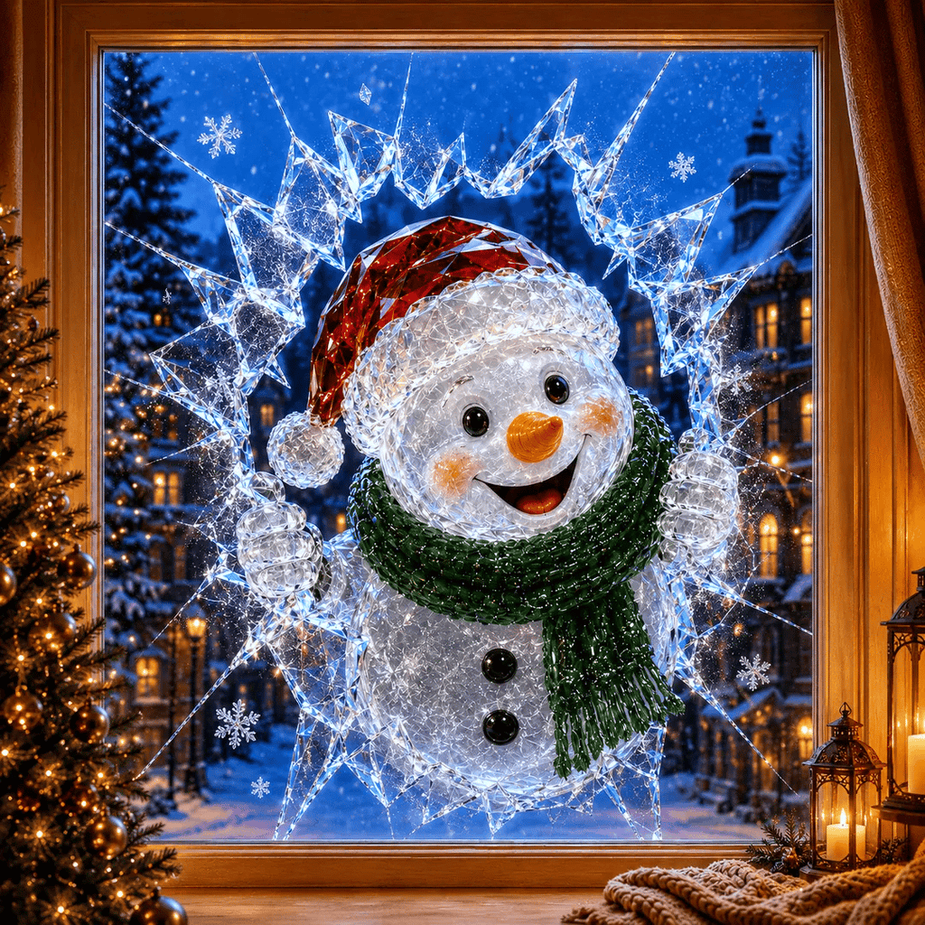 CrystalNoel 3D Weihnachts Fenstersticker mit Kristall Durchbruch Effekt