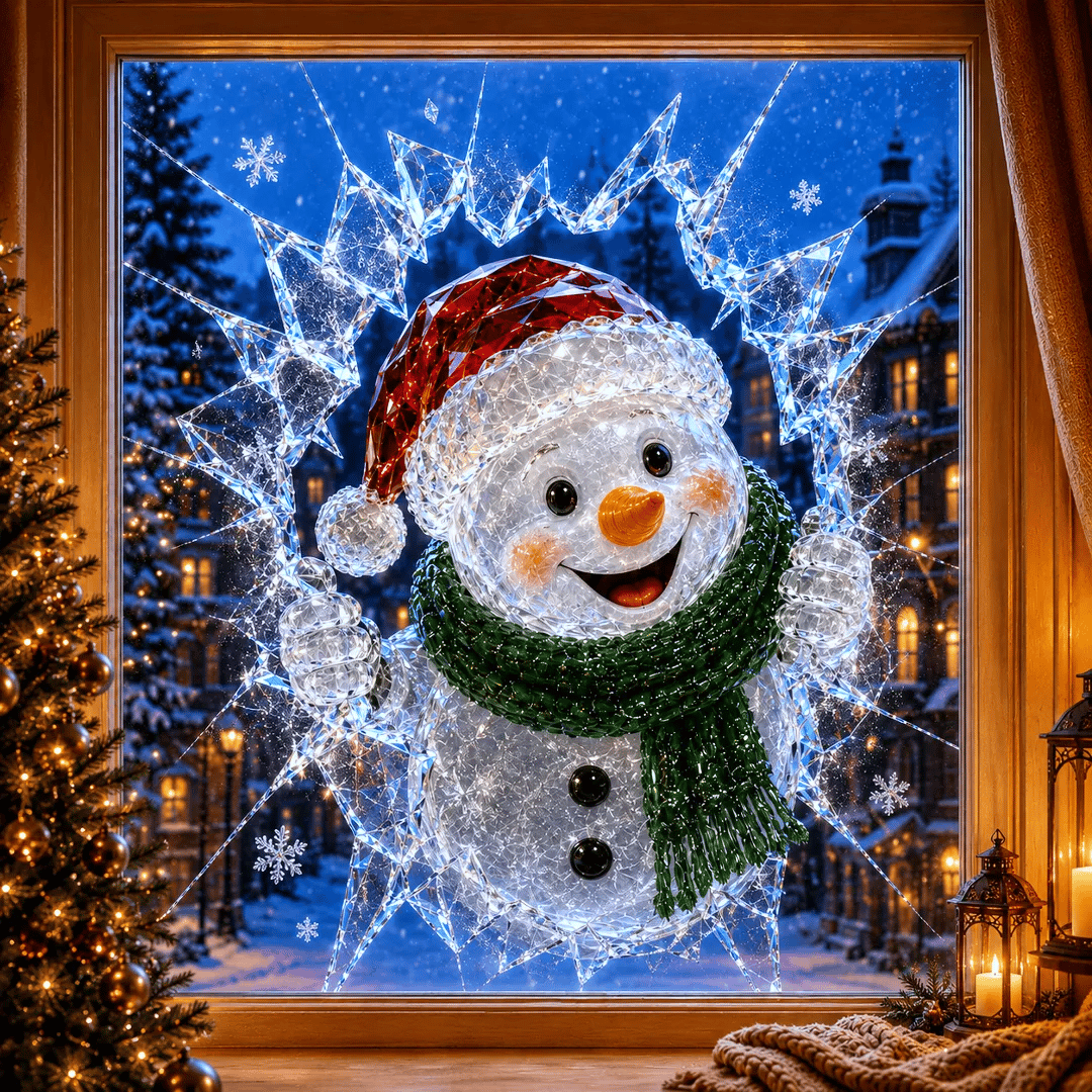 CrystalNoel 3D Weihnachts Fenstersticker mit Kristall Durchbruch Effekt