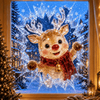 CrystalNoel 3D Weihnachts Fenstersticker mit Kristall Durchbruch Effekt