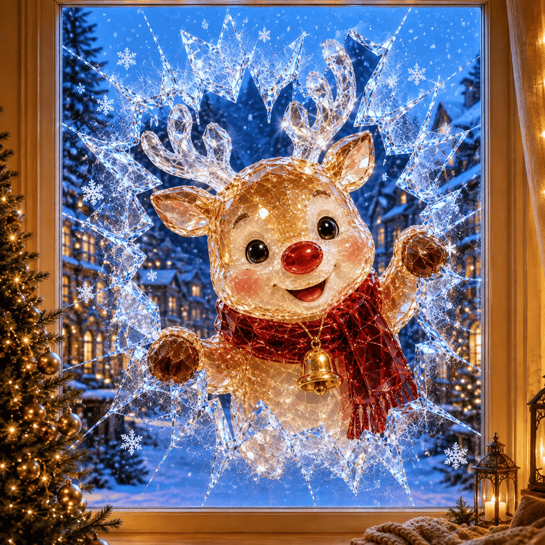 CrystalNoel 3D Weihnachts Fenstersticker mit Kristall Durchbruch Effekt
