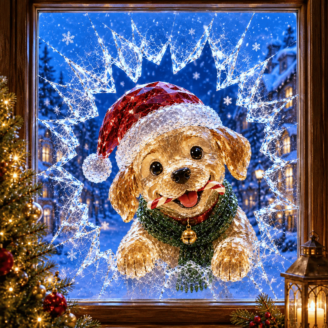 CrystalNoel 3D Weihnachts Fenstersticker mit Kristall Durchbruch Effekt