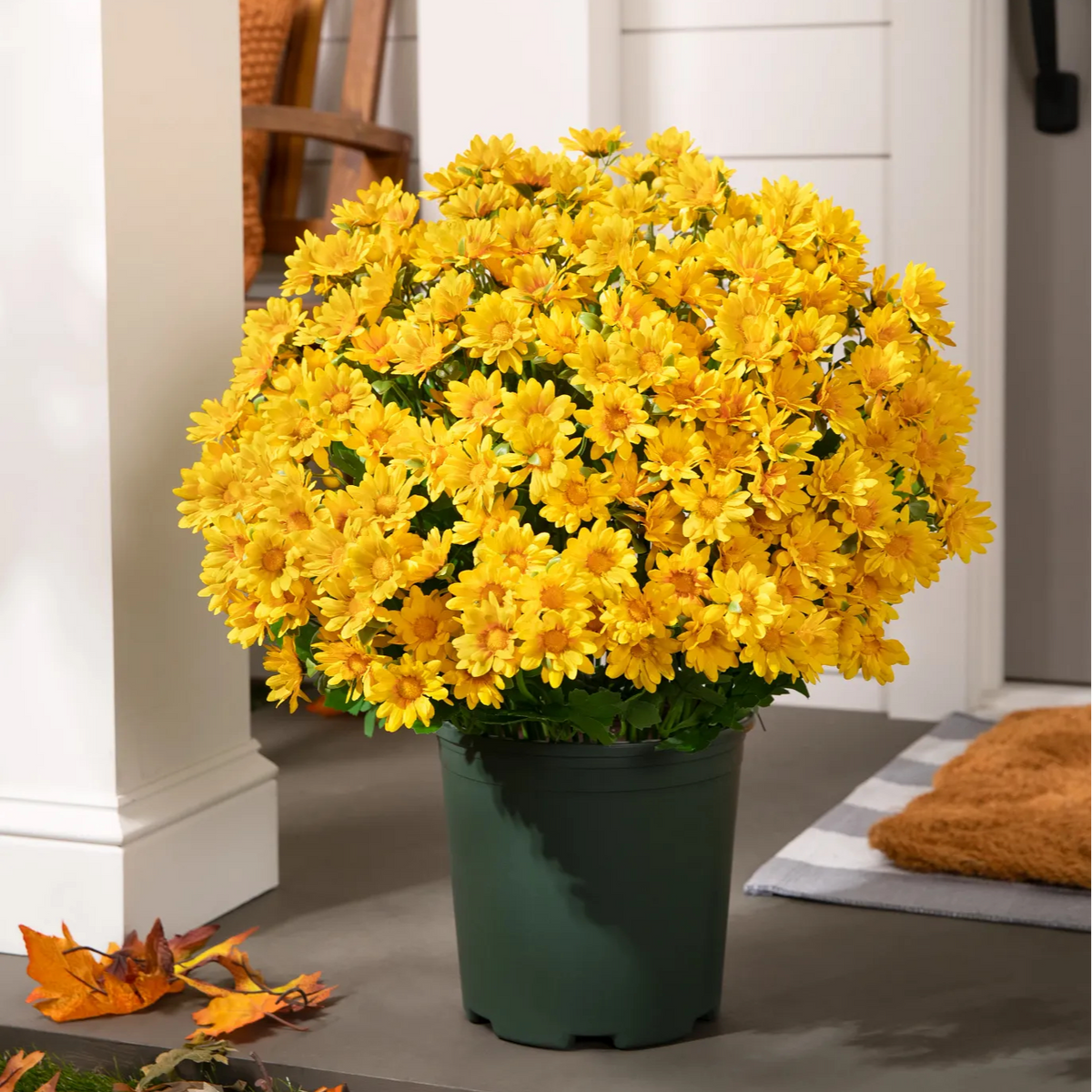 HerbstLiva Wetterfeste Kunst Chrysanthemen im 5er Set für Garten und Terrasse