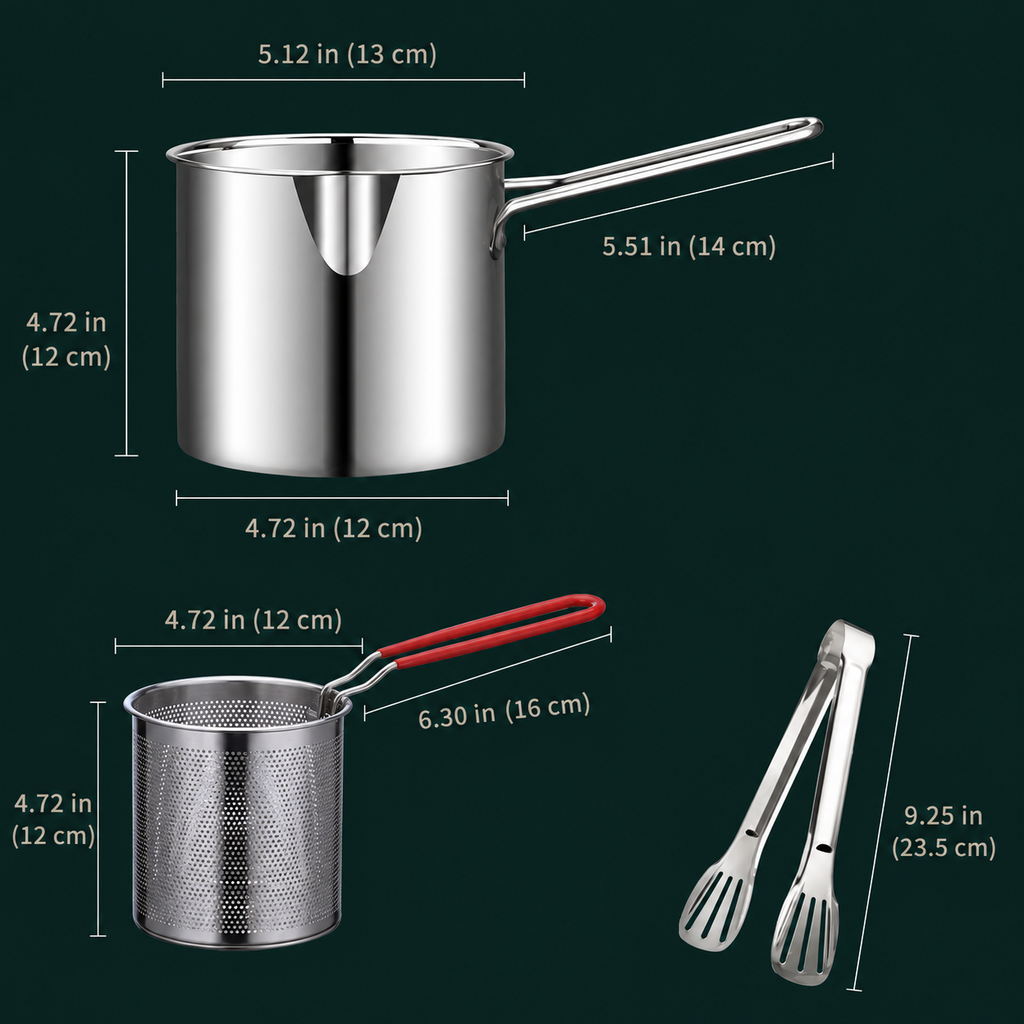 Crispelle Edelstahl Frittiertopf mit Frittierkorb für kleine Portionen
