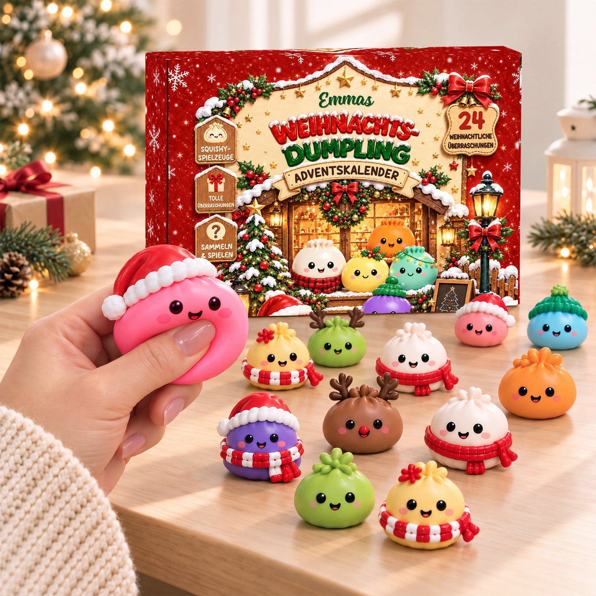 DumpliJoy Personalisierter Squishy Adventskalender mit 24 Mini Überraschungen