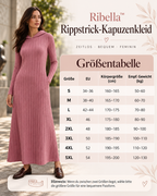 Ribella Langes Rippstrick Kapuzenkleid mit Seitentaschen