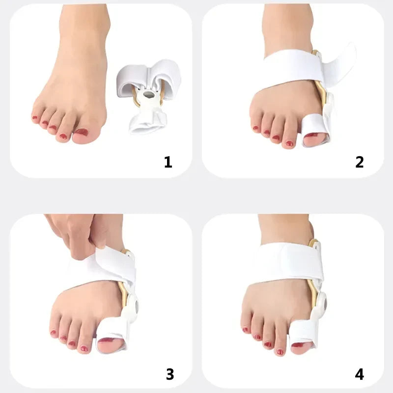 HalluxEase Verstellbare Hallux Valgus Schiene mit Zehentrenner und Fußgewölbestütze