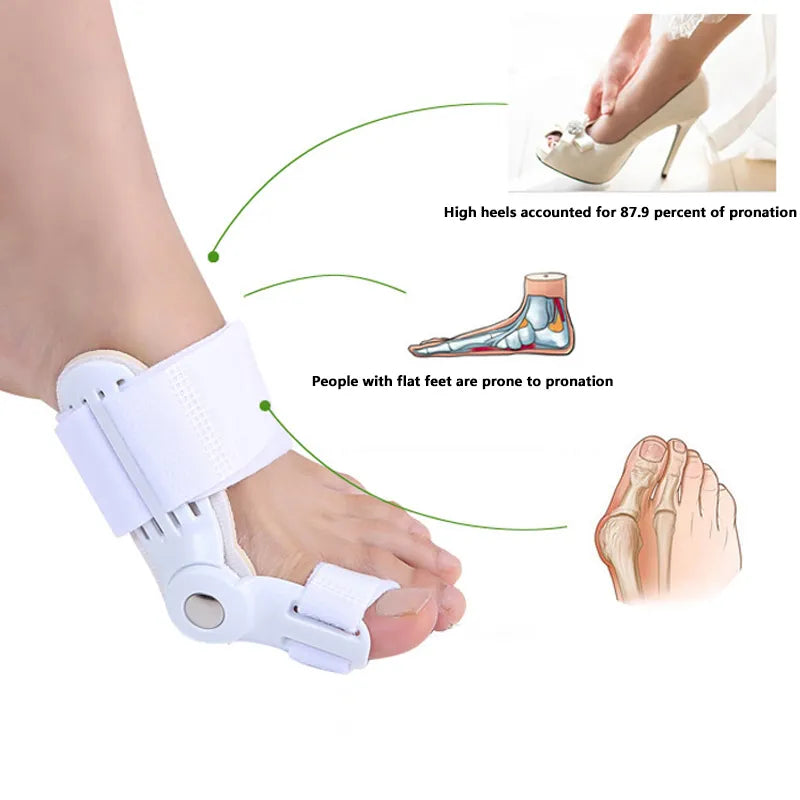 HalluxEase Verstellbare Hallux Valgus Schiene mit Zehentrenner und Fußgewölbestütze