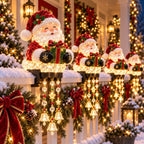 JingleGlow Leuchtende Weihnachts Geländerdeko mit hängenden Lichtornamenten