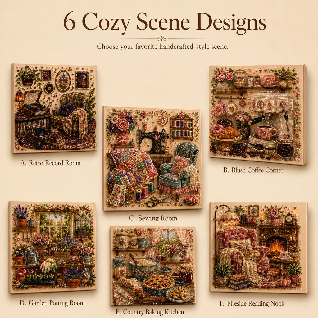 CozyGem 3D Diamantmalerei Set mit gemütlichen Hobbyraum Motiven