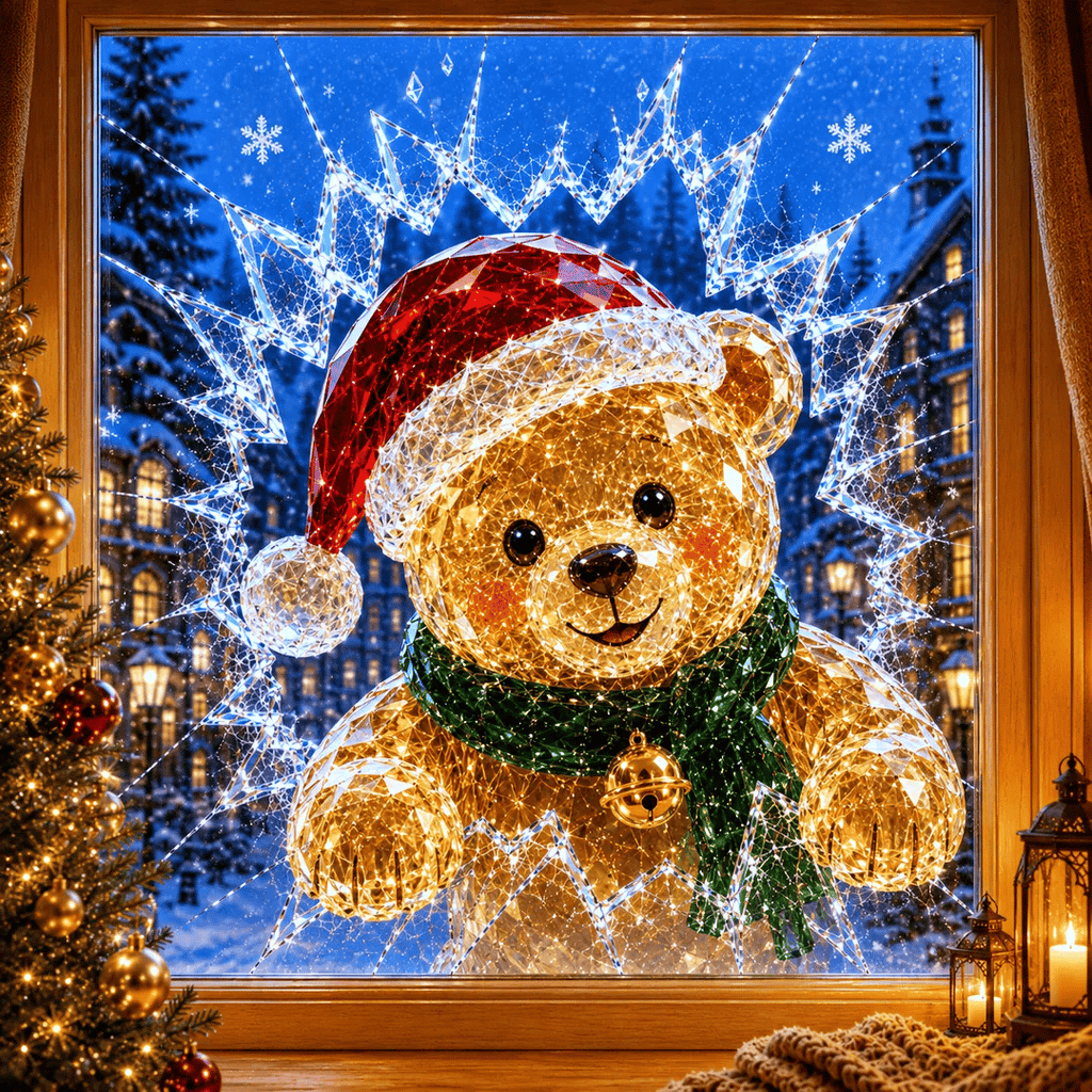 CrystalNoel 3D Weihnachts Fenstersticker mit Kristall Durchbruch Effekt