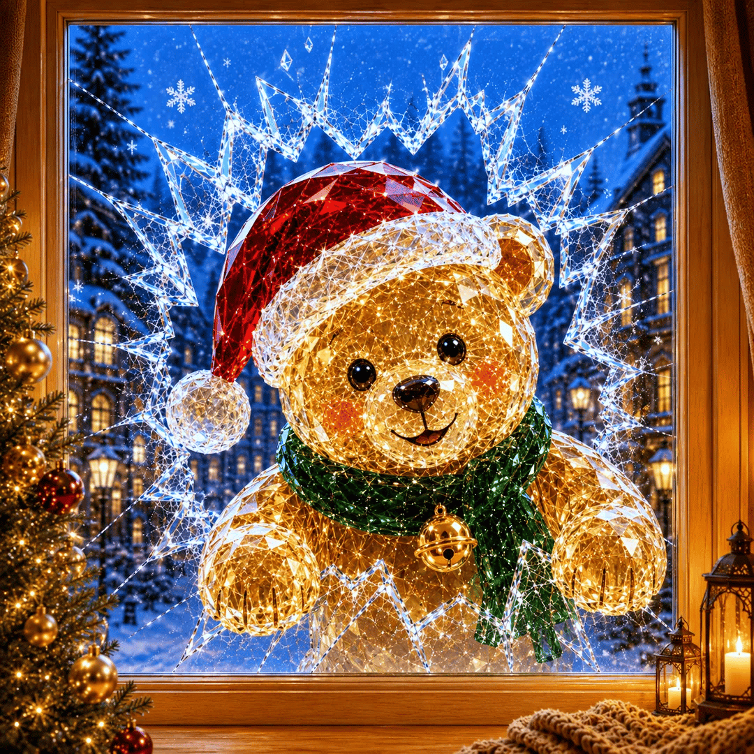CrystalNoel 3D Weihnachts Fenstersticker mit Kristall Durchbruch Effekt