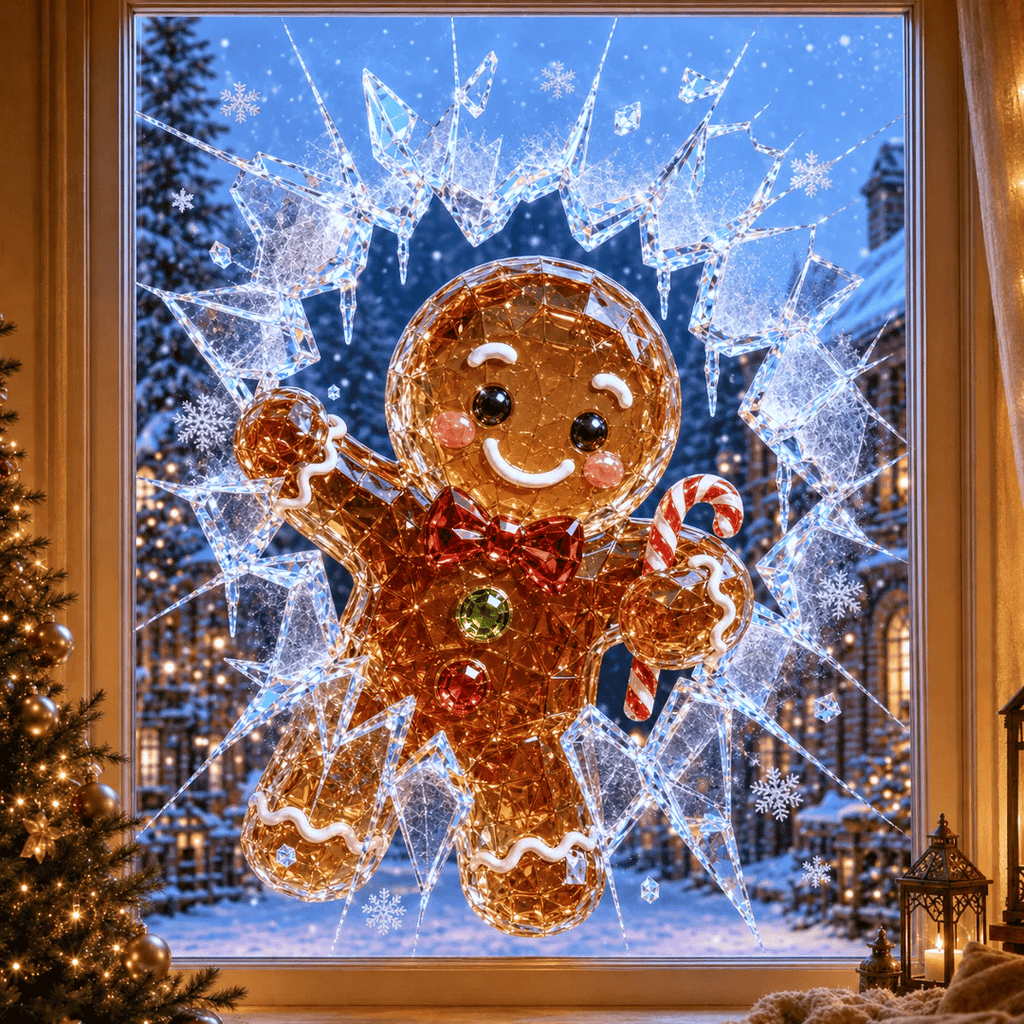 CrystalNoel 3D Weihnachts Fenstersticker mit Kristall Durchbruch Effekt