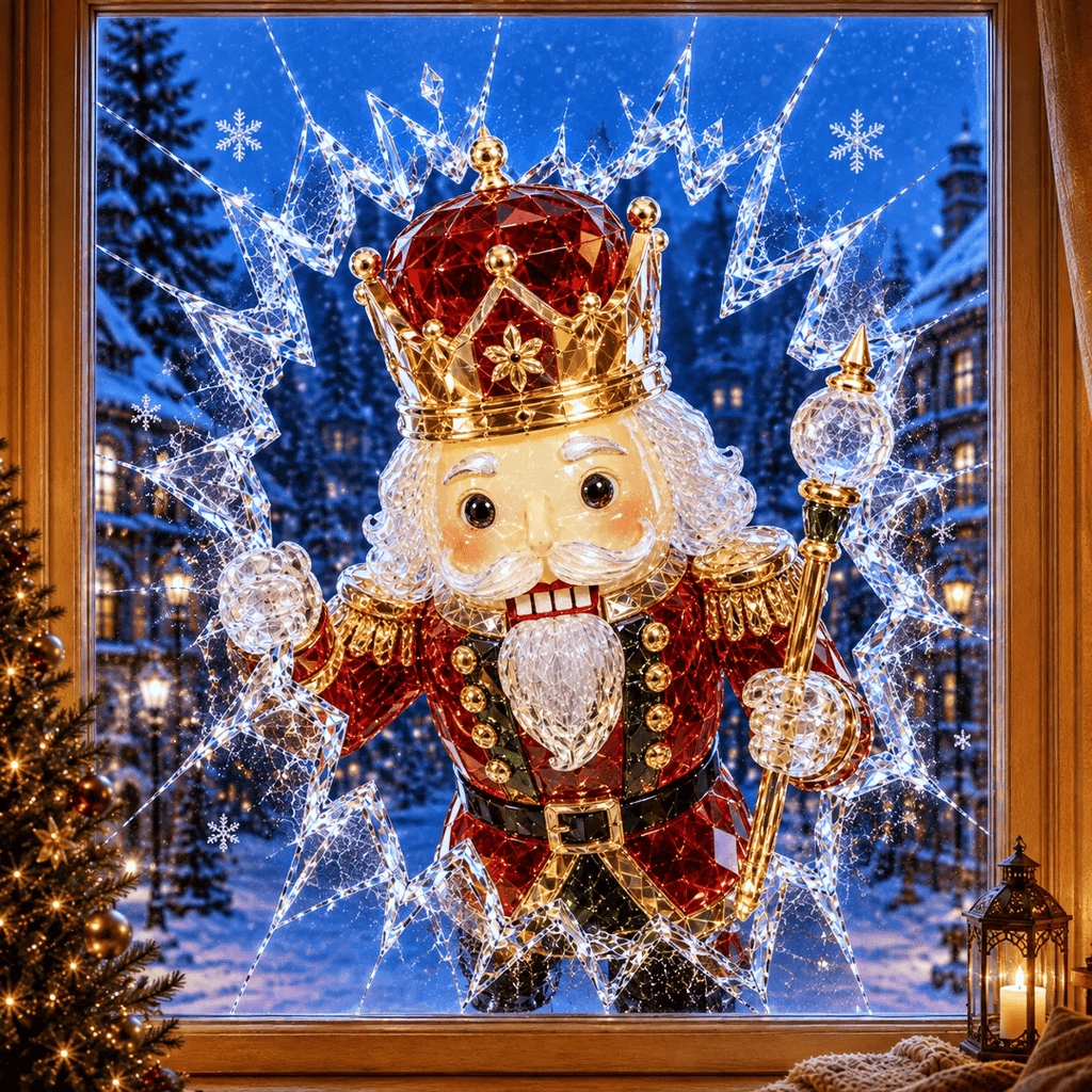 CrystalNoel 3D Weihnachts Fenstersticker mit Kristall Durchbruch Effekt