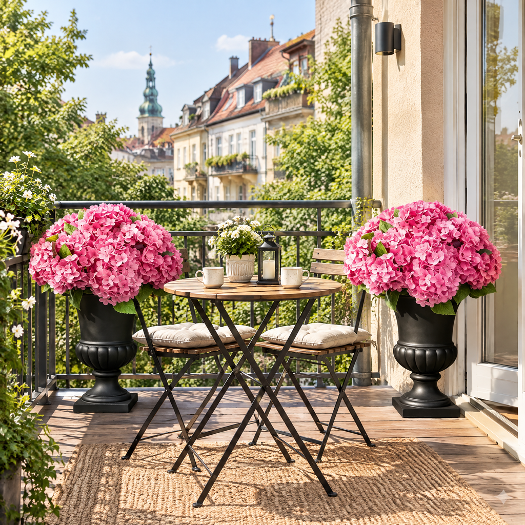 Hortensia auf dem Balkon
