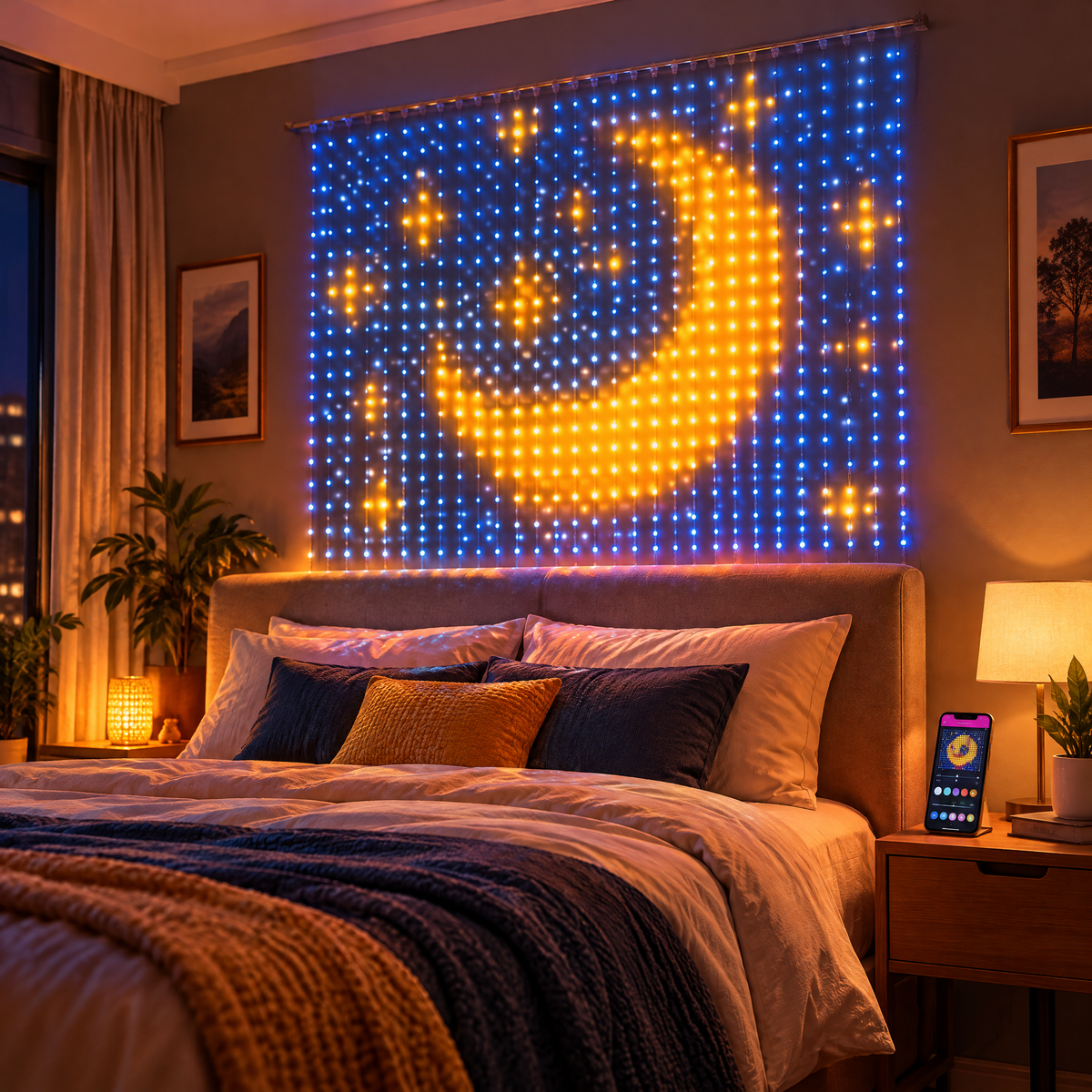 LumiCurtain im Schlafzimmer