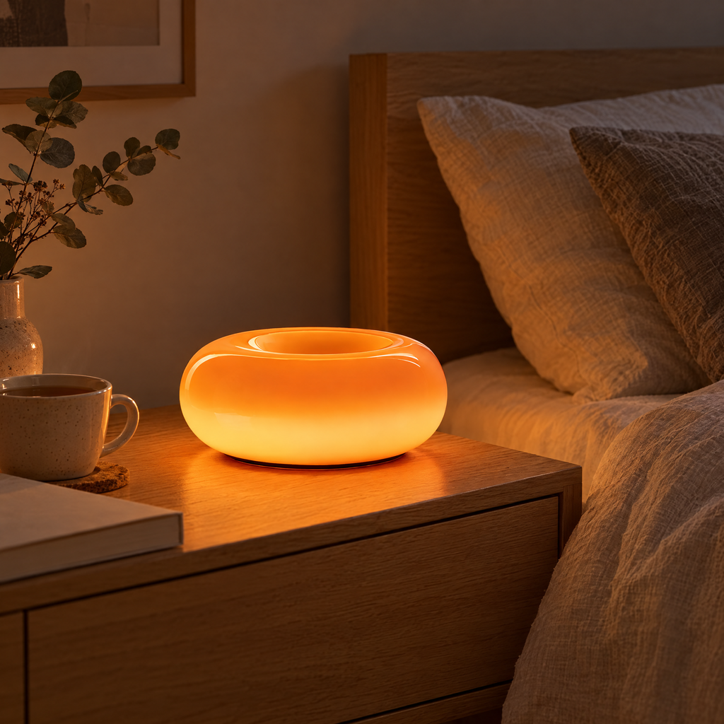 Donut Lampe im Schlafzimmer