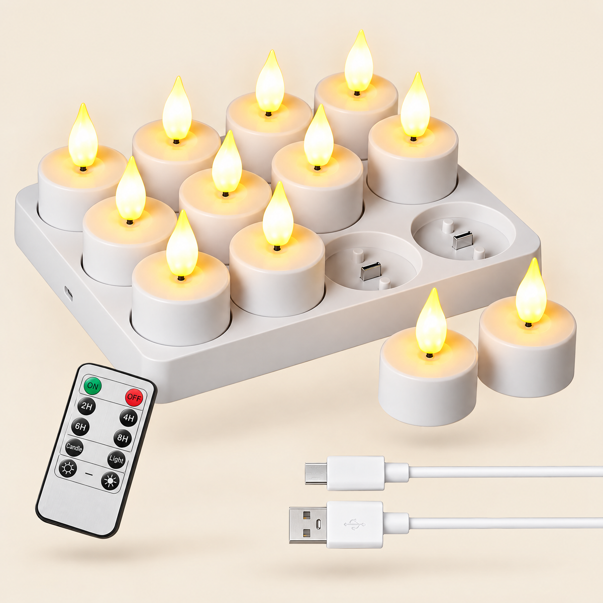 Lumivo LED Teelichter mit Ladestation