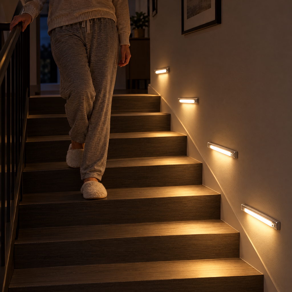 LED Leuchten an der Treppe