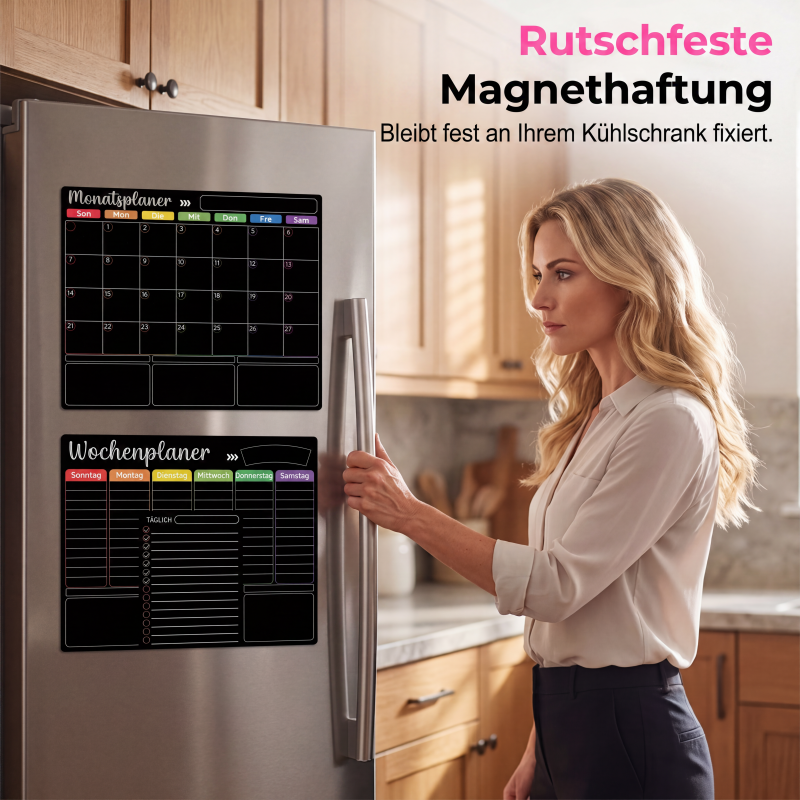 Planiva Magnetisches Familienplaner Set für Kühlschrank mit abwischbaren Markern