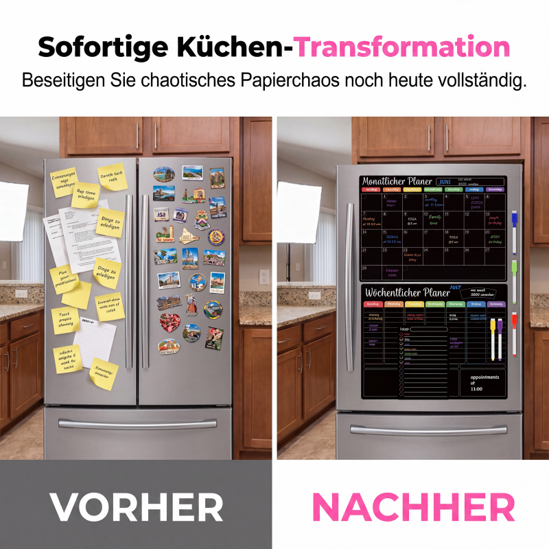 Planiva Magnetisches Familienplaner Set für Kühlschrank mit abwischbaren Markern