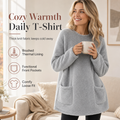 Alvessa Warmes Damen Langarmshirt mit Rundhalsausschnitt und weichem Innenfutter