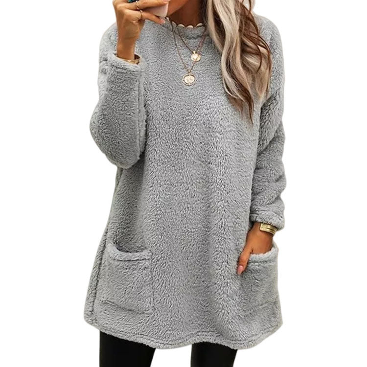 Alvessa Warmes Damen Langarmshirt mit Rundhalsausschnitt und weichem Innenfutter