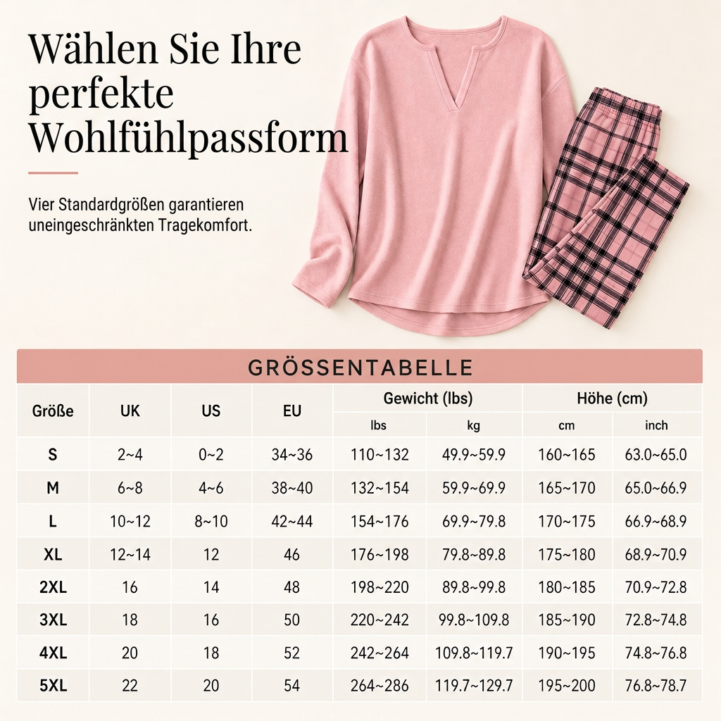 Lunessa Gemütliches Damen Set mit Strickoberteil und karierter Leggings
