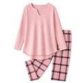 Lunessa Gemütliches Damen Set mit Strickoberteil und karierter Leggings