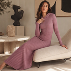 Ribella Langes Rippstrick Kapuzenkleid mit Seitentaschen