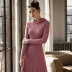Ribella Langes Rippstrick Kapuzenkleid mit Seitentaschen