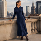Ribella Langes Rippstrick Kapuzenkleid mit Seitentaschen