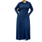 Ribella Langes Rippstrick Kapuzenkleid mit Seitentaschen