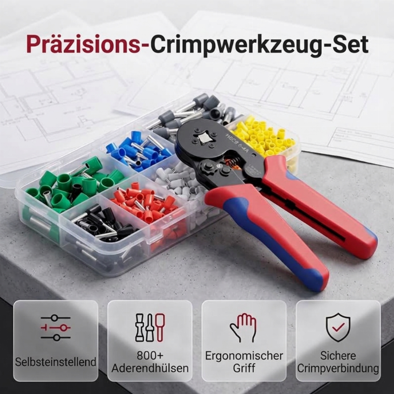 CrimpPro™ Aderendhülsen Crimpzangen Set mit sortierten Kabelhülsen