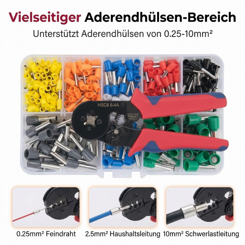 CrimpPro™ Aderendhülsen Crimpzangen Set mit sortierten Kabelhülsen