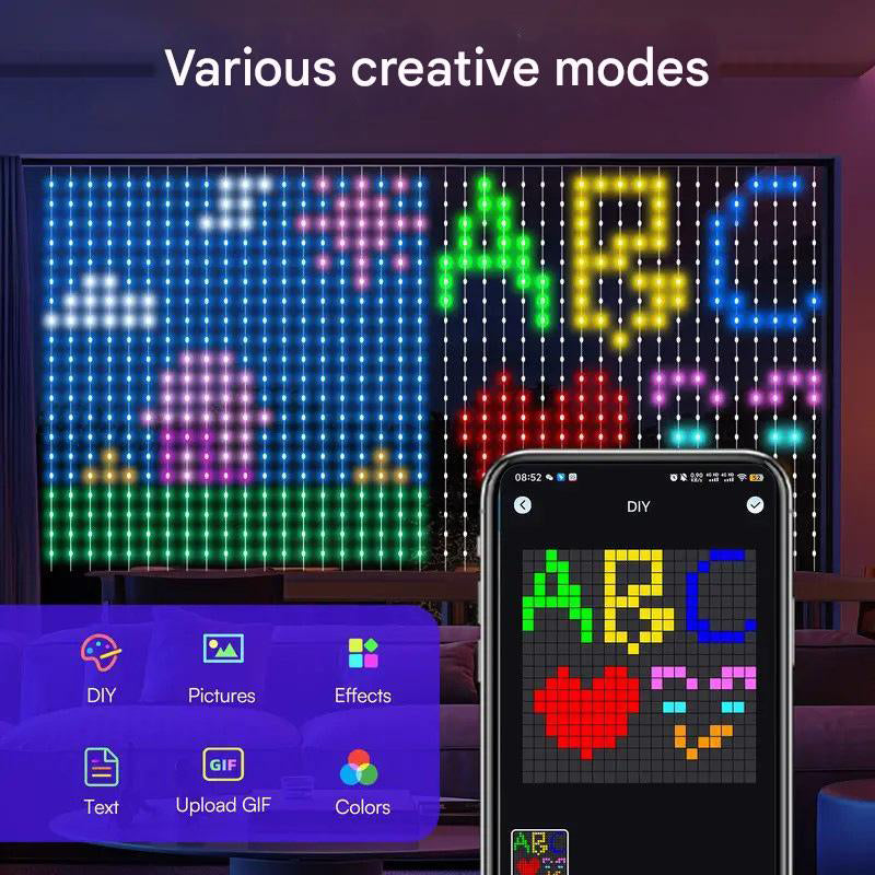 LumiCurtain Smarter LED Lichtvorhang mit App und Musikmodus