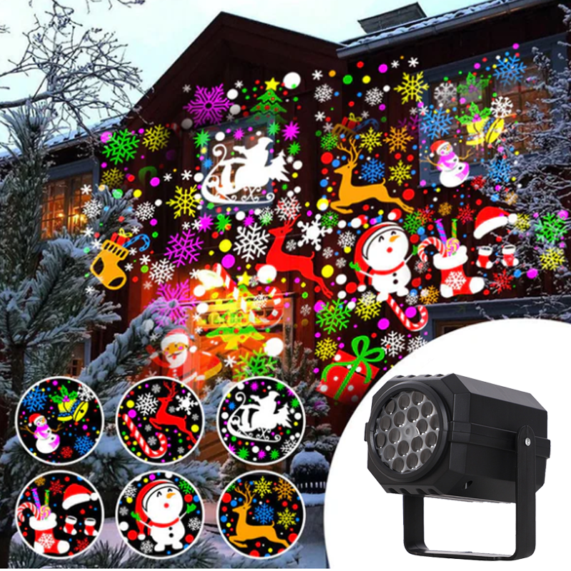 NoelBeam Rotierender LED Weihnachtsprojektor mit 16 festlichen Lichtmotiven