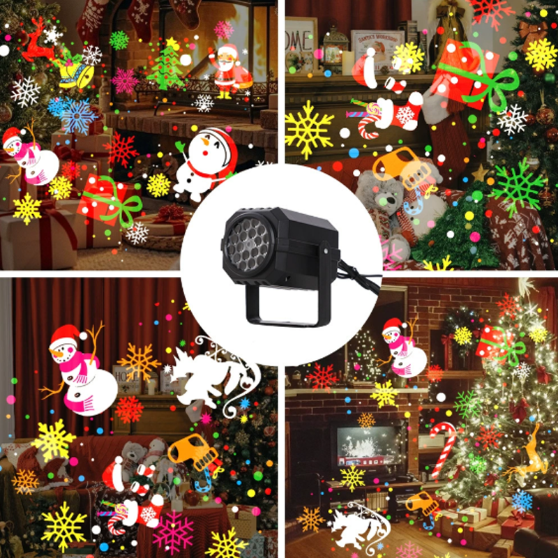 NoelBeam Rotierender LED Weihnachtsprojektor mit 16 festlichen Lichtmotiven