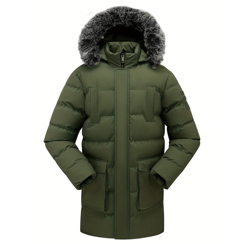 Arctivon Mittellanger Herren Winterparka mit Thermofutter und abnehmbarer Kapuze