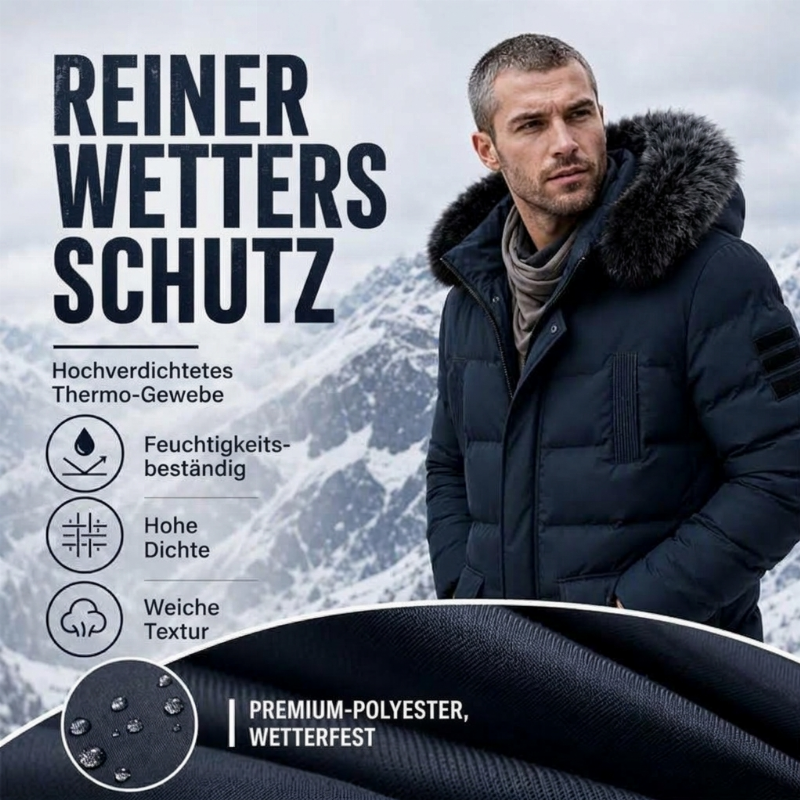 Arctivon Mittellanger Herren Winterparka mit Thermofutter und abnehmbarer Kapuze