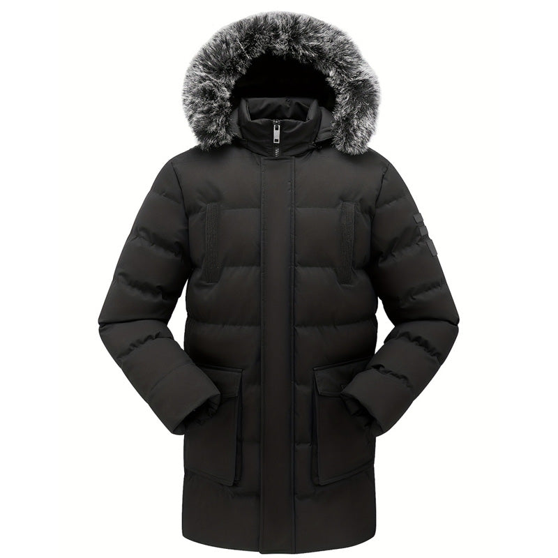 Arctivon Mittellanger Herren Winterparka mit Thermofutter und abnehmbarer Kapuze