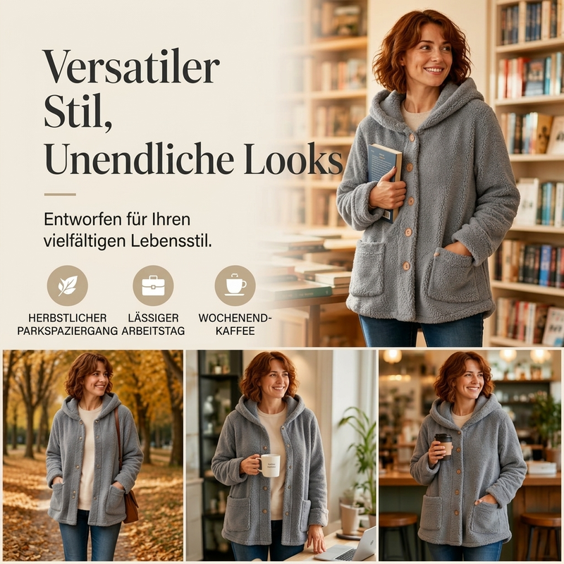 Norvella Kuschelige Damen Winterjacke mit Kapuze